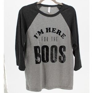 Bella Canvas Medium Halloween Shirt I'm Here For The Boos Raglan Gray Black Tee